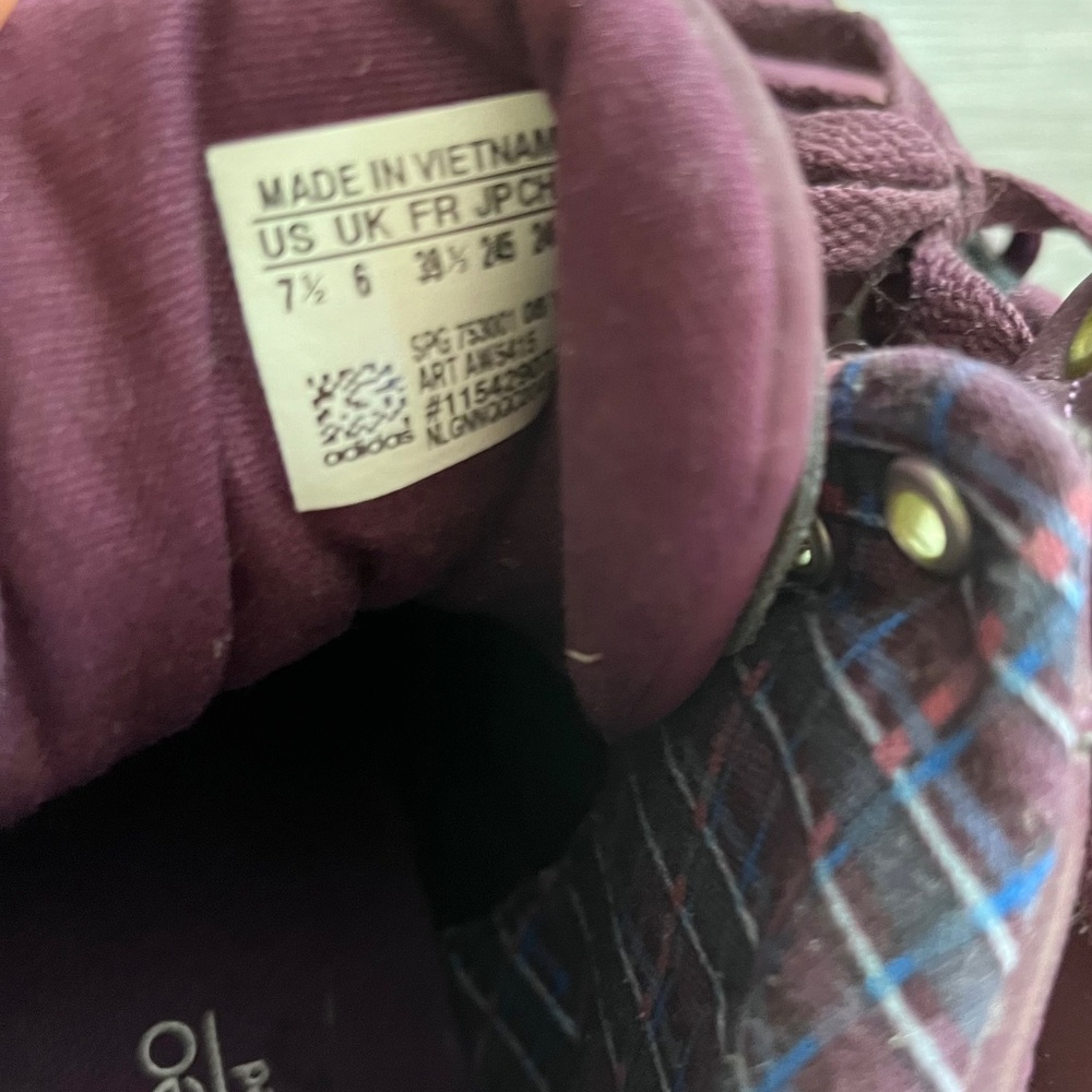 Adidas Neo Raleigh Mid Purple Plaid sneaker womens 7.5 EUC - Picture 6 of 9